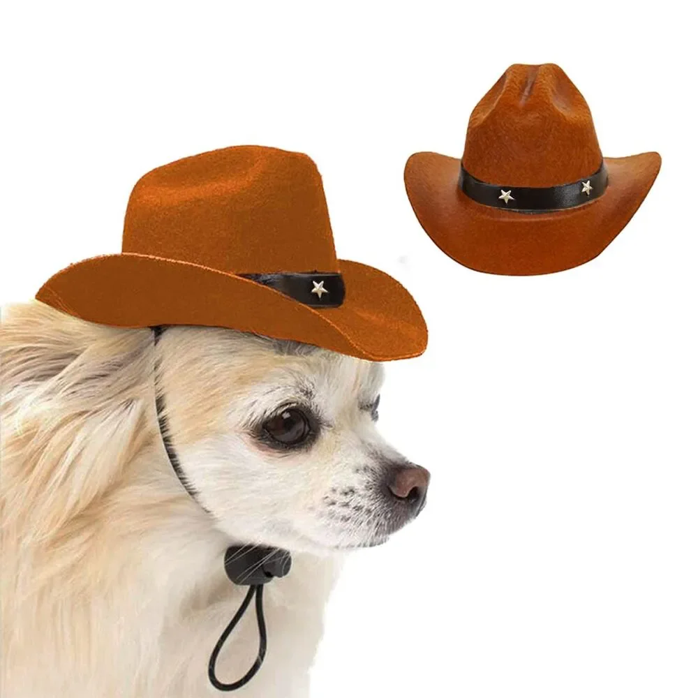 Pet Dog Cowboy Hat - Brown,   size (SMALL :5.3*4.3*2.36inch/13.5*11